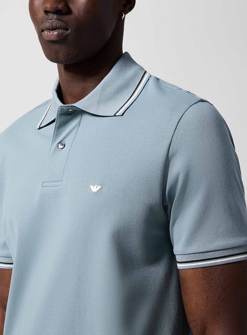 Emporio Armani White Striped-trim polo for men