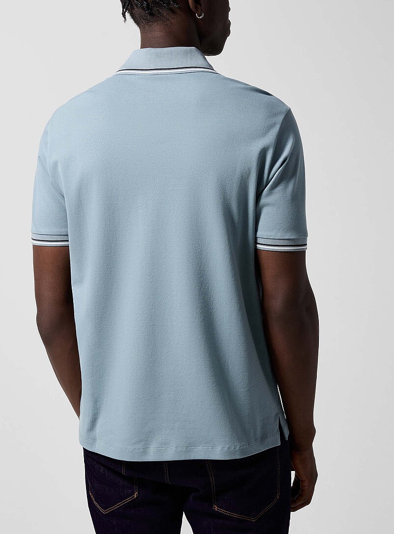 Emporio Armani: Le polo bordures ray&eacute;es Bleu marine - Bleu nuit pour homme