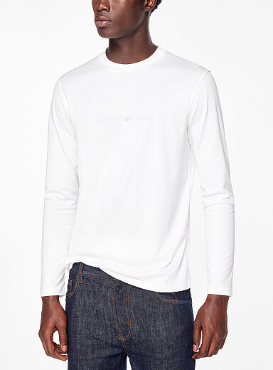 Emporio Armani White Logo long-sleeve T-shirt for men