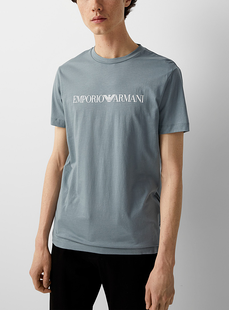 Emporio Armani: Le t-shirt signature accent épurée Bleu pour homme
