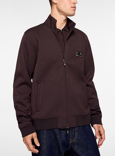 Emporio Armani: La veste zipp&eacute;e logo plaque Noir pour homme