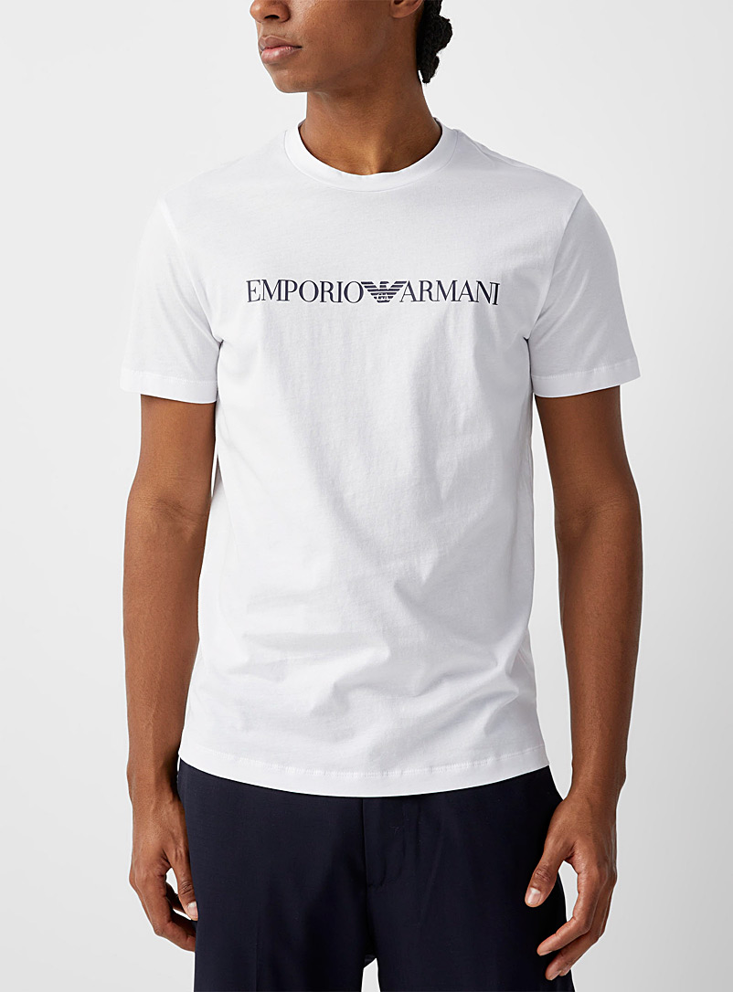 Emporio Armani: Le t-shirt signature accent Blanc pour homme