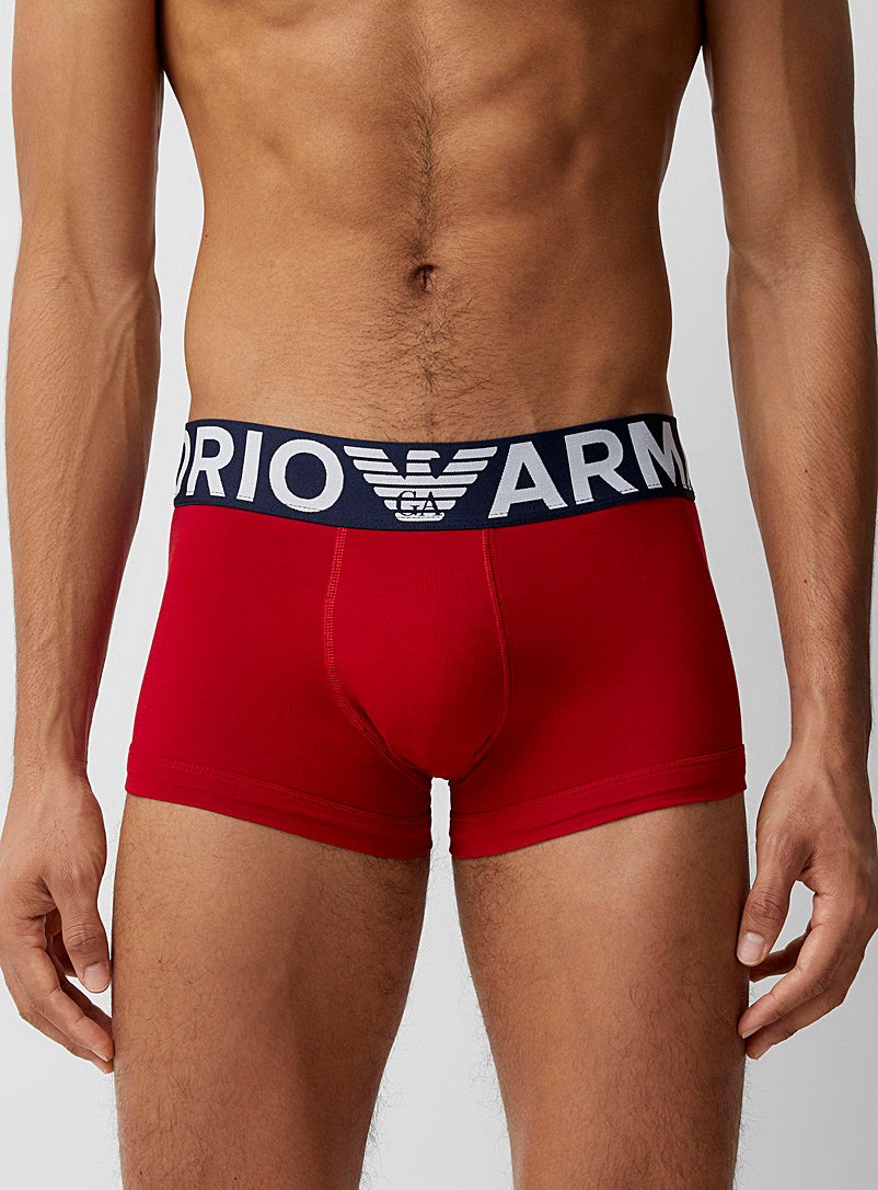 Emporio Armani Patterned Red XL logo band trunk for men