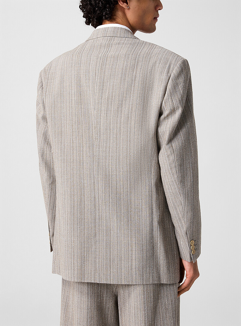 Textured virgin wool double-breasted suit jacket product image 3