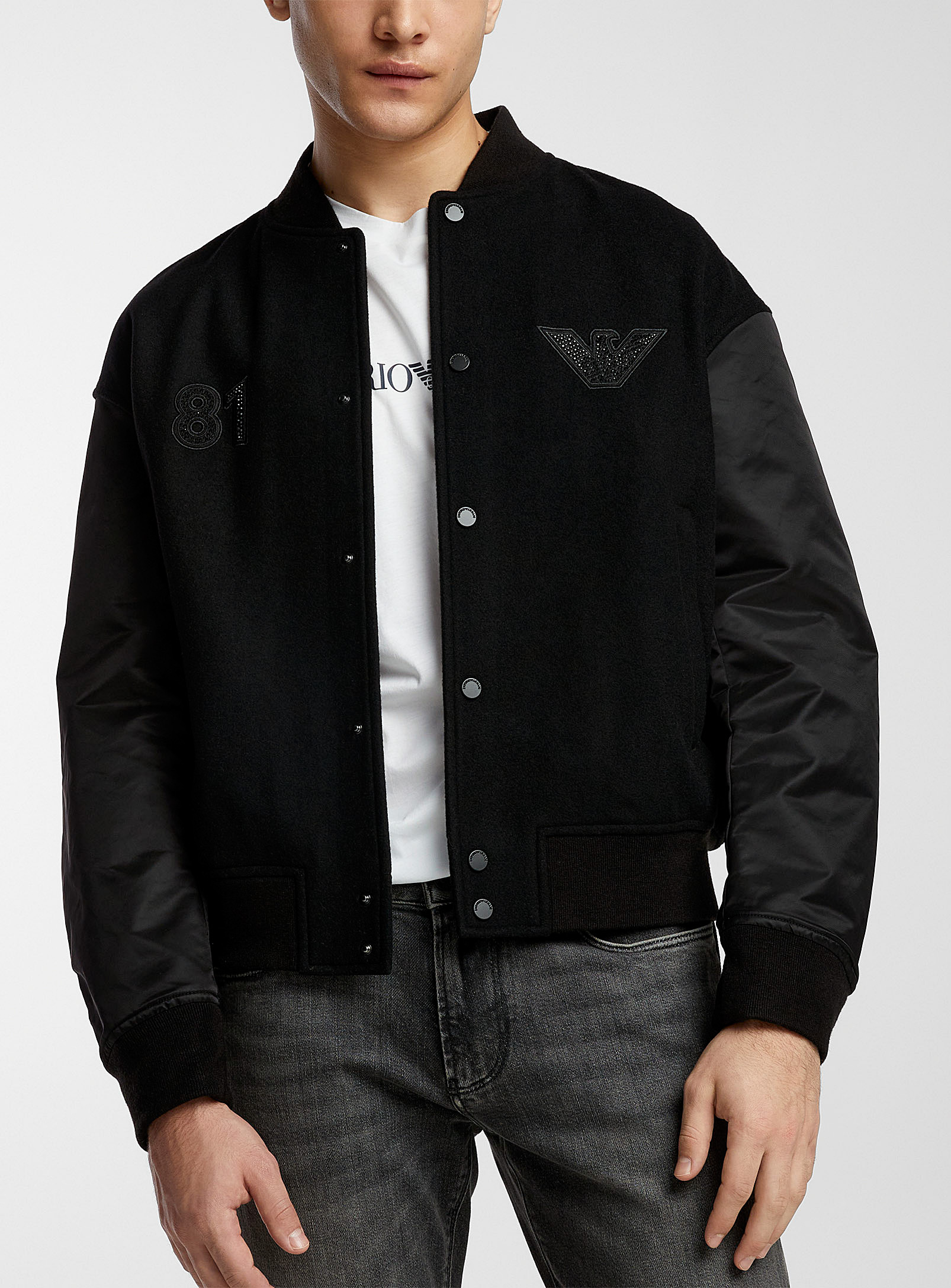 Emporio Armani Crystal Details Sporty Jacket In Black