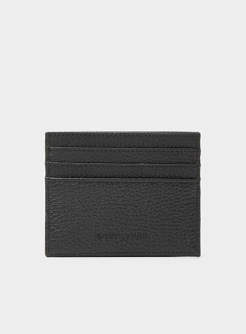 Embossed logo grained leather card case product image 2