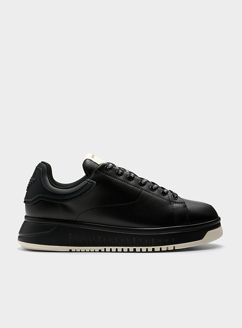 Embossed Heel Leather Sneakers
