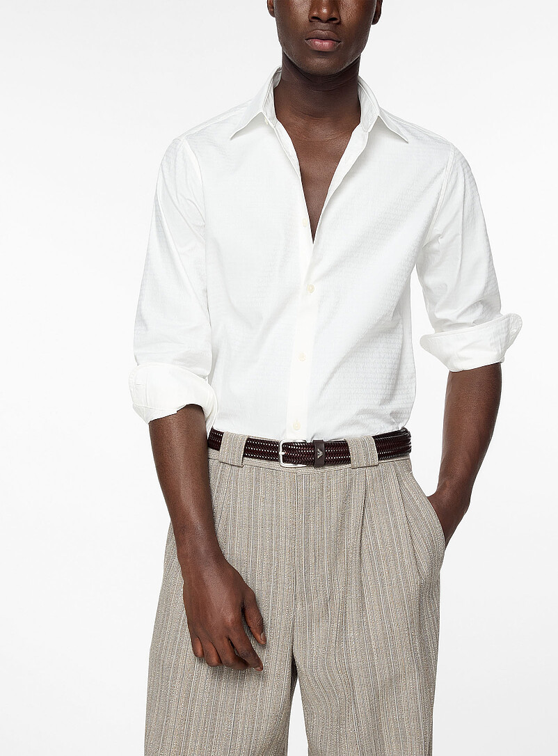 Tonal lettering jacquard shirt product image (primary)