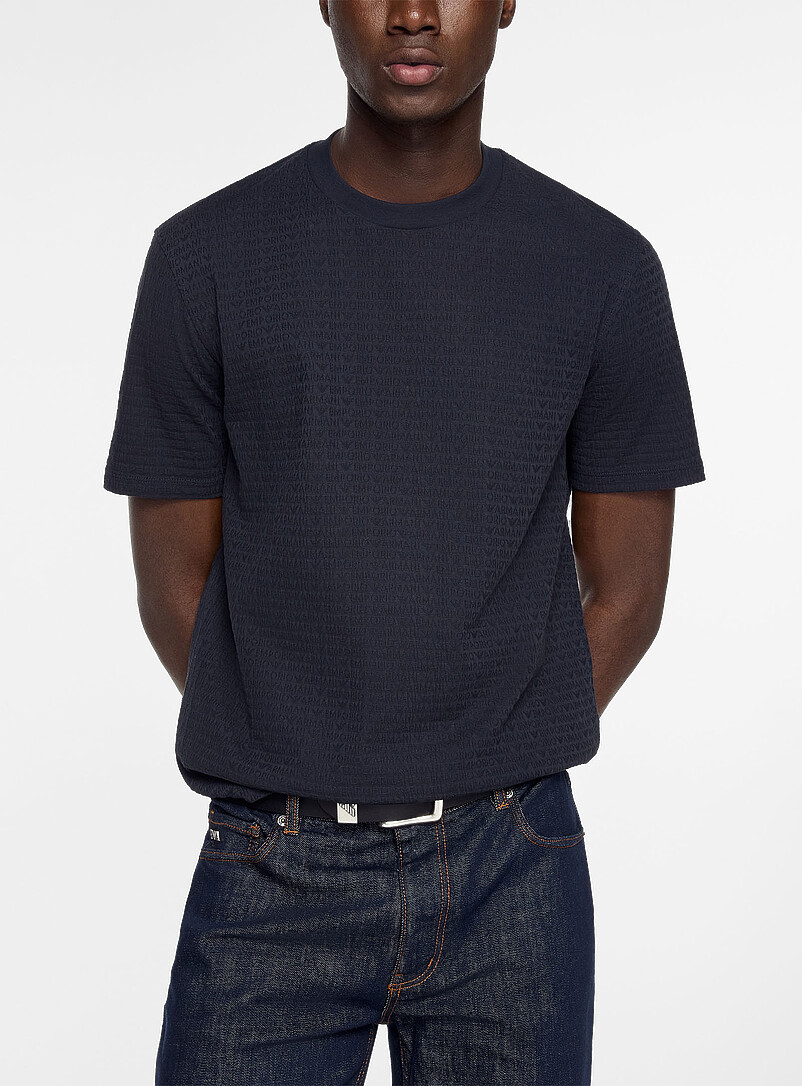 Tonal lettering jacquard T-shirt product image (primary)