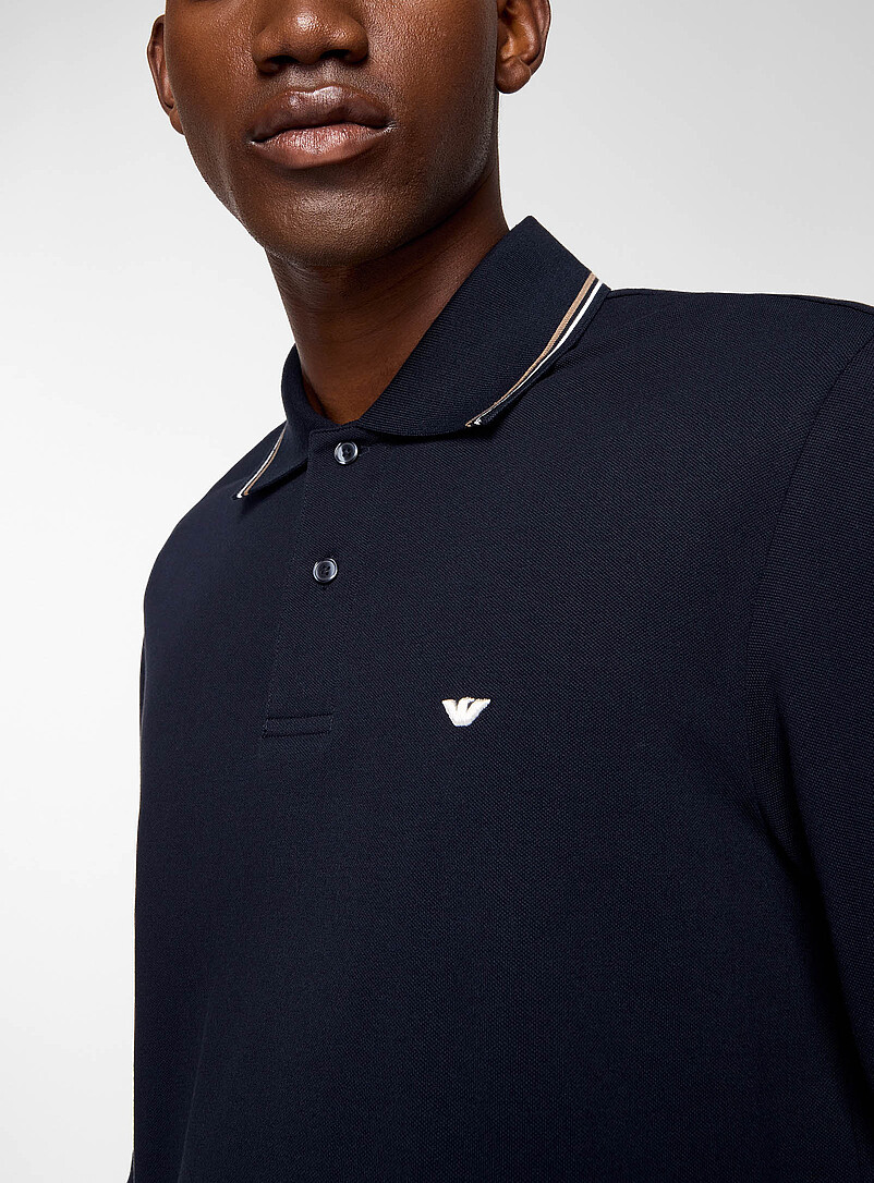 Striped collar long-sleeve polo shirt product image 2