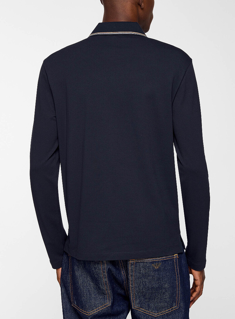 Striped collar long-sleeve polo shirt product image 3