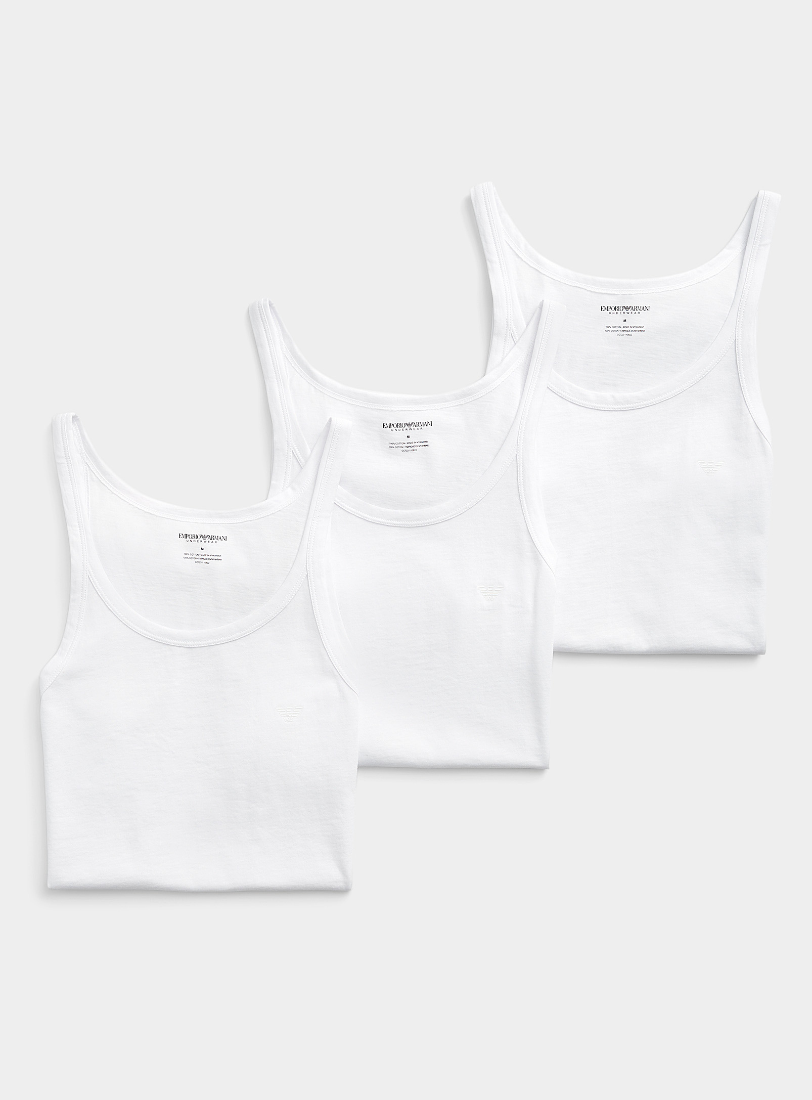 Emporio Armani - Les camisoles blanches bretelles fines Emballage de 3