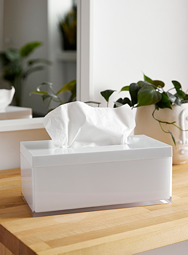 Distributeur de mouchoirs rectangulaire support de boîte couverture mobile mouchoir  décoratif blanc 