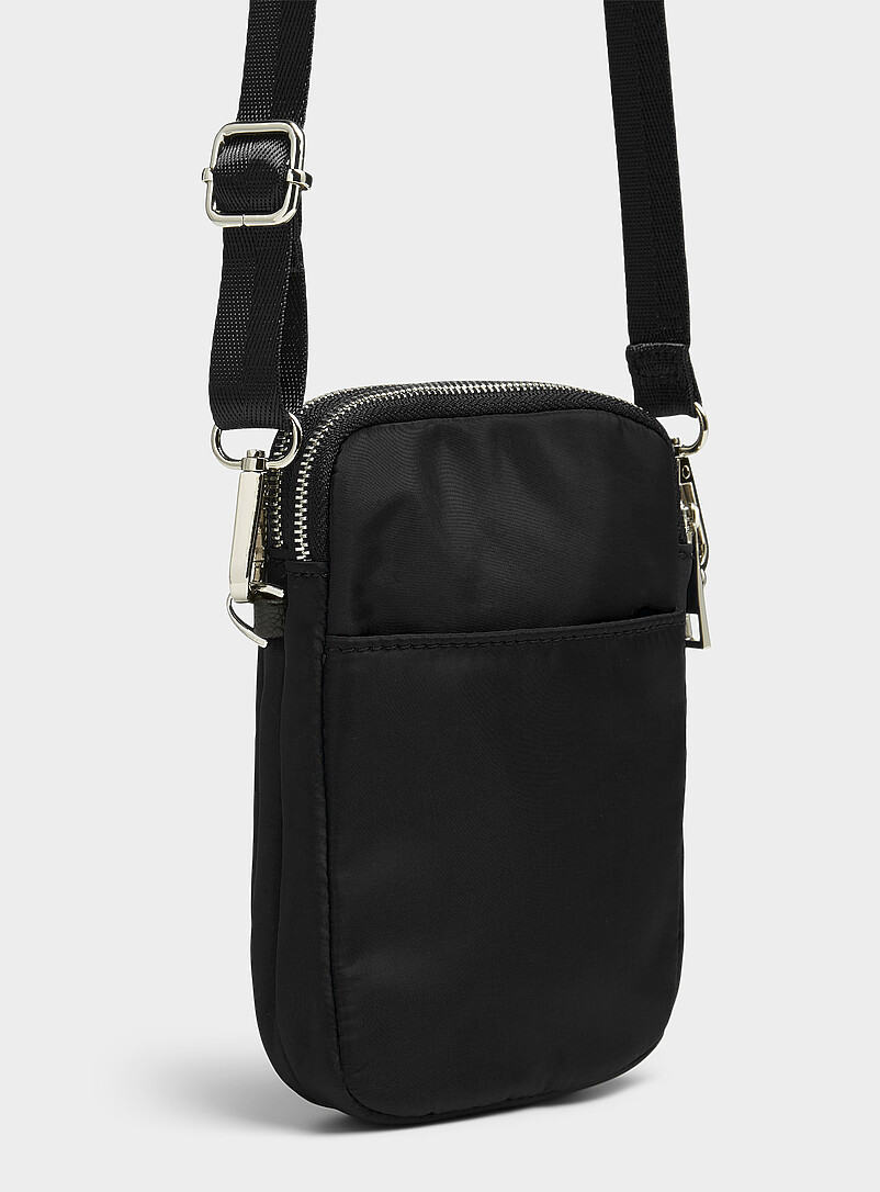 Simons Black Recycled polyester phone clutch for women