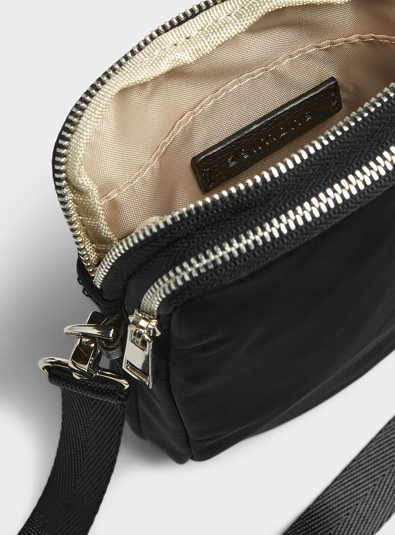 Simons Black Recycled polyester phone clutch for women