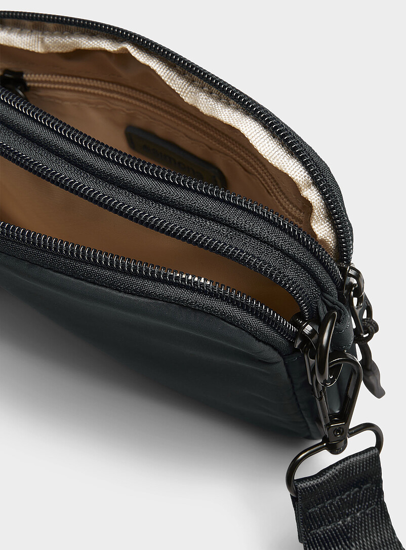 Simons Black Shiny zipped crossbody bag for women