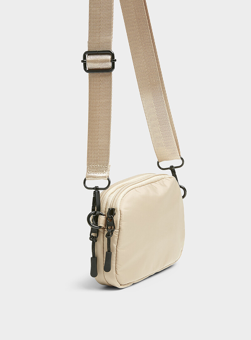 Simons Black Shiny zipped crossbody bag for women