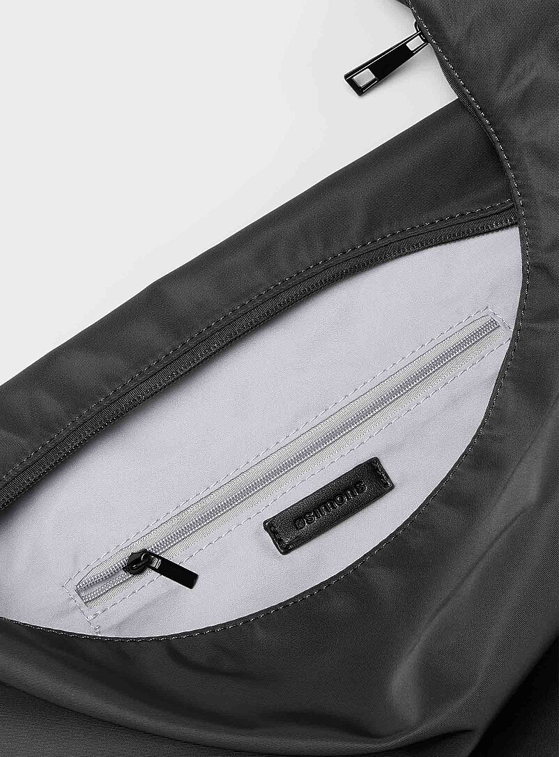 Simons: Le sac besace toile luxe souple Noir pour femme