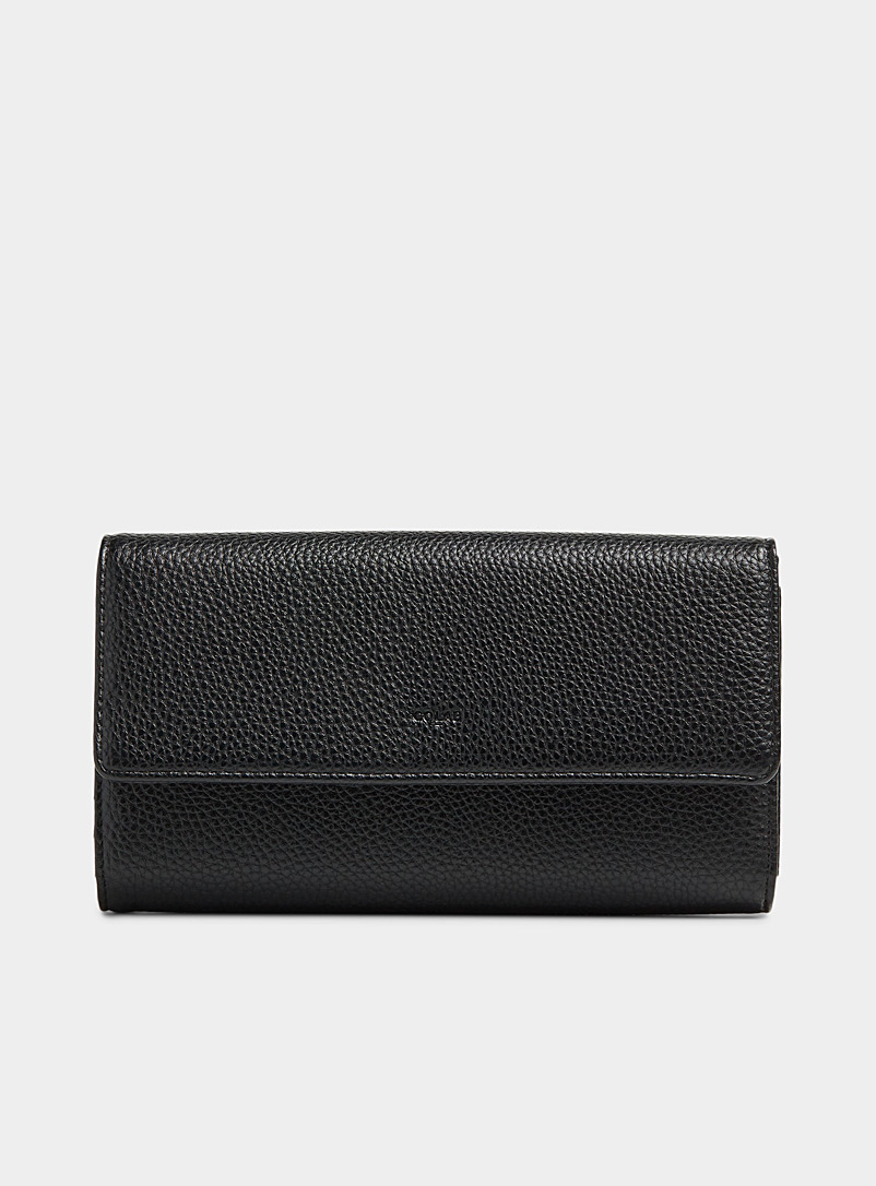 COLAB Black Three-fold recycled long wallet for women