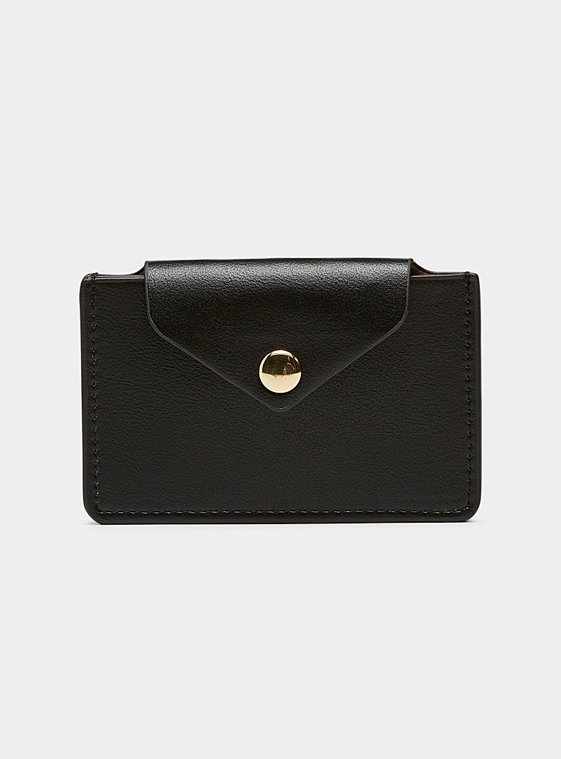 Simons Black Pointed flap recycled card holder for women