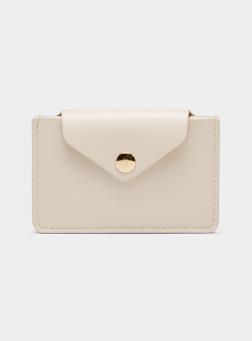 Simons Ivory White Pointed flap recycled card holder for women