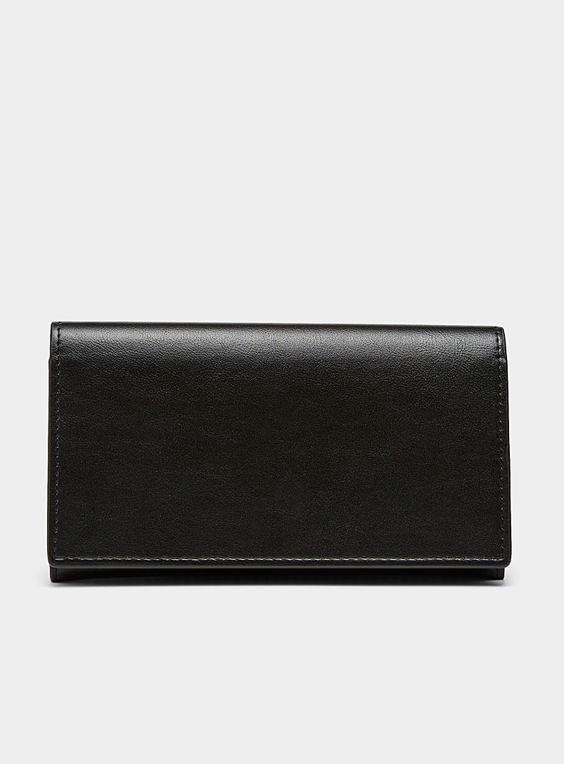 Simons Black Recycled flap wallet for women