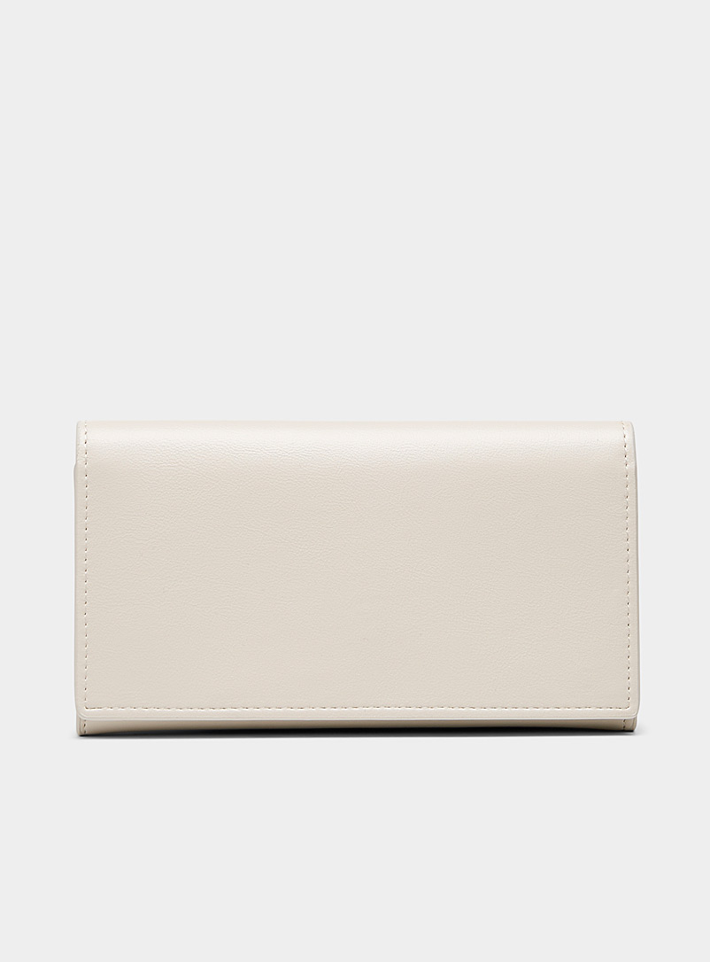 Simons Ivory White Recycled flap wallet for women
