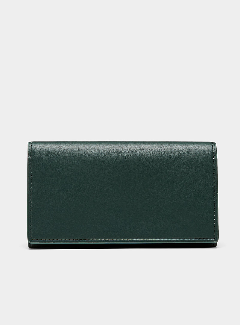Simons Mossy Green Recycled flap wallet for women