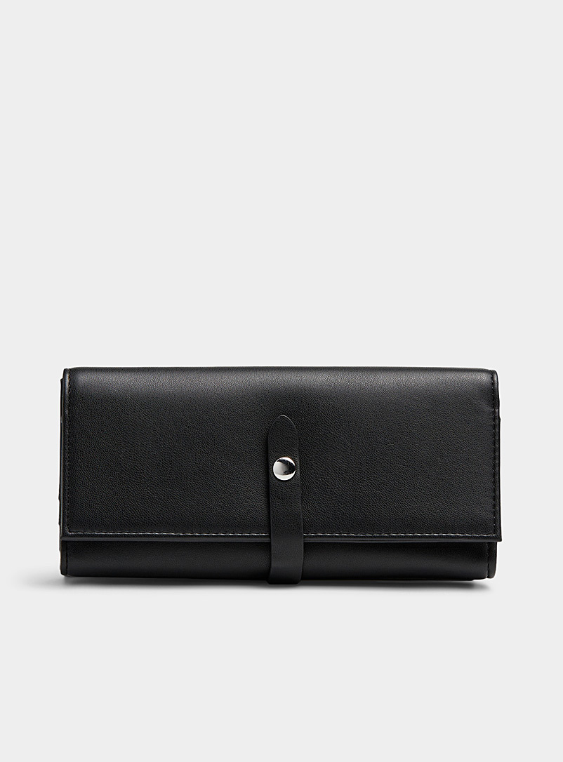 Simons Black Recycled tri-fold wallet for women