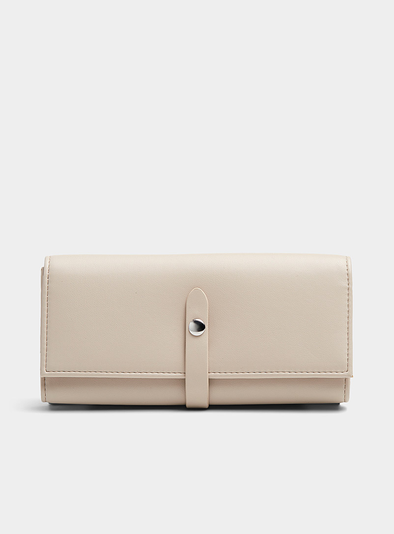 Simons Cream Beige Recycled tri-fold wallet for women