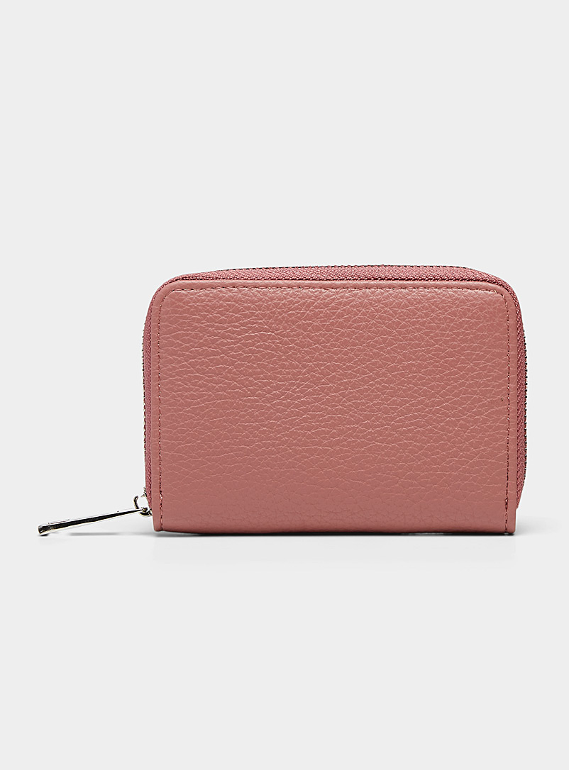 Simons Pink Recycled zip card holder for women