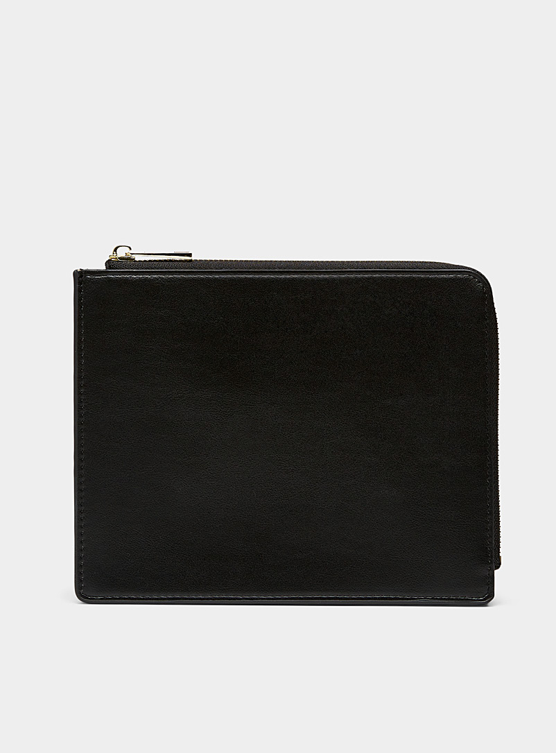 Simons Black Thin recycled zip clutch for women