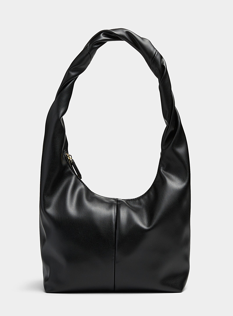 Simons: Le sac besace recyclé poignée torsadée Noir pour femme