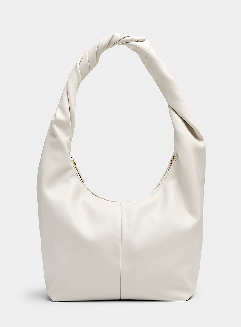 Simons Ivory White Twisted handle recycled supple hobo bag for women