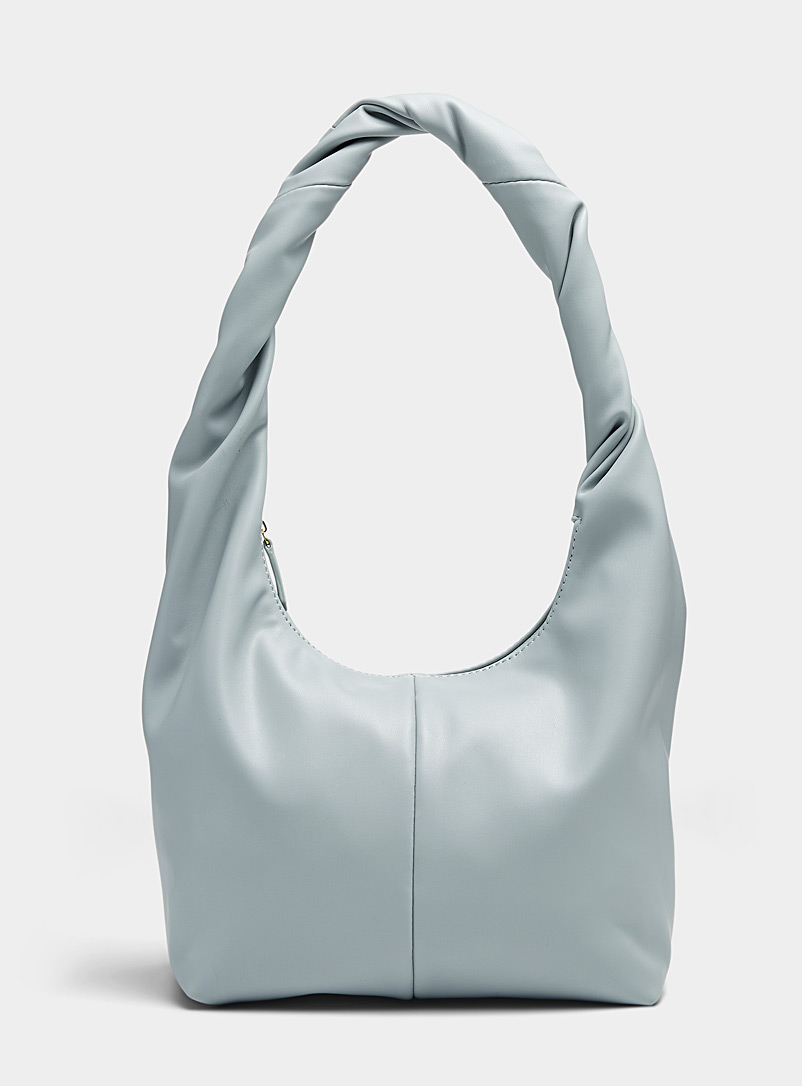Simons Baby Blue Twisted handle recycled supple hobo bag for women