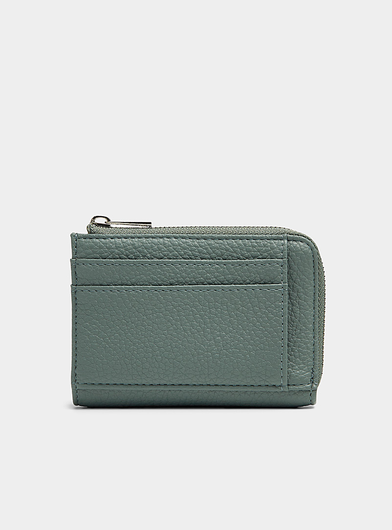 Simons Kelly Green Recycled zipped card holder for women