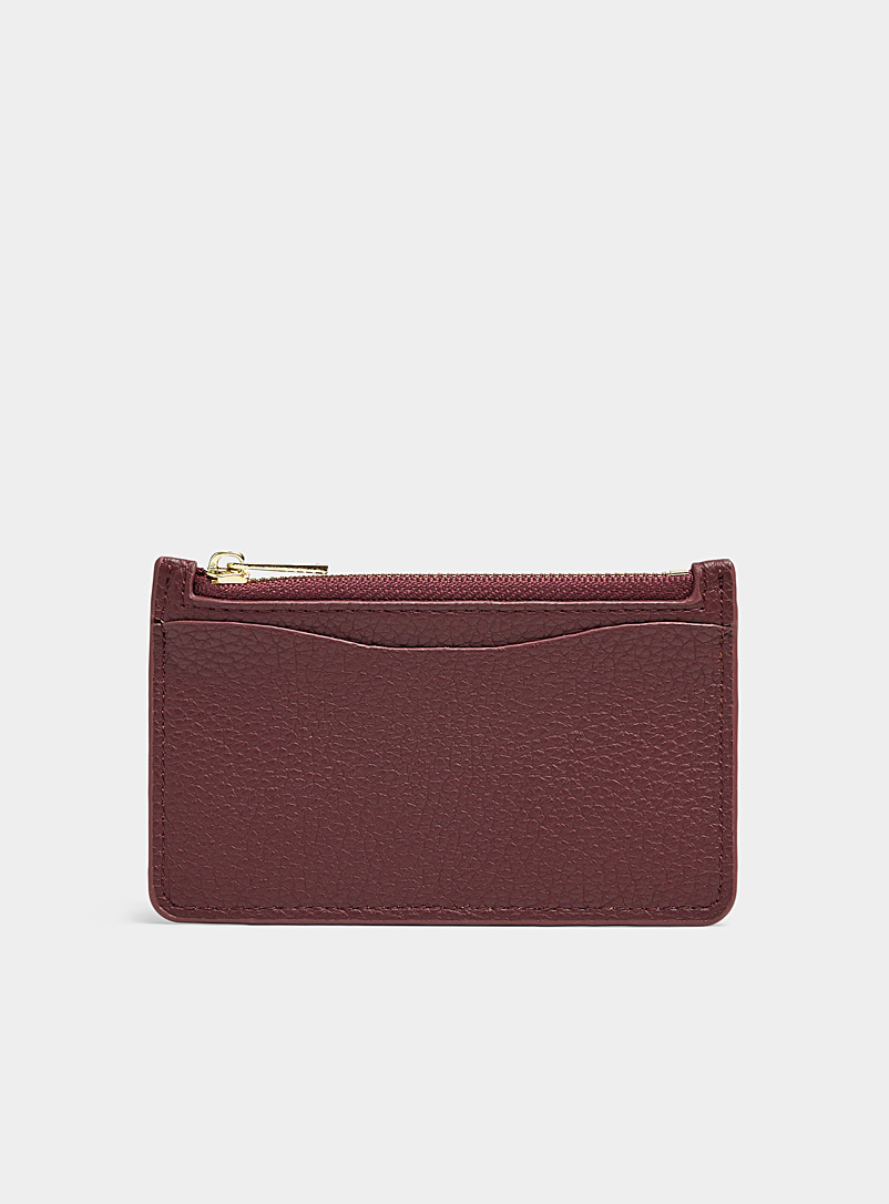 Simons Ruby Red Pebbled minimalist card holder for women