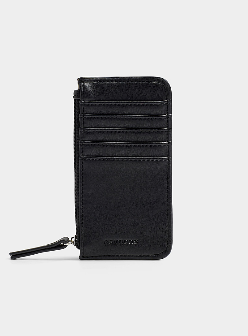 Simons Black Recycled topstitched card holder for women