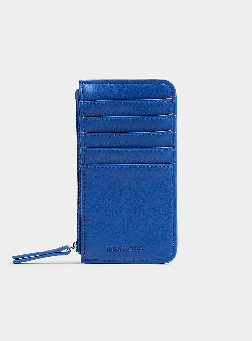 Simons Blue Recycled topstitched card holder for women
