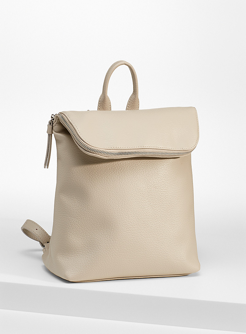 Simons Cream Beige Soft recycled backpack for women