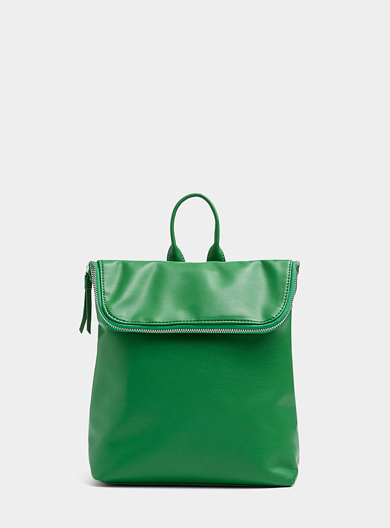 Simons Green Small minimalist flap backpack for women