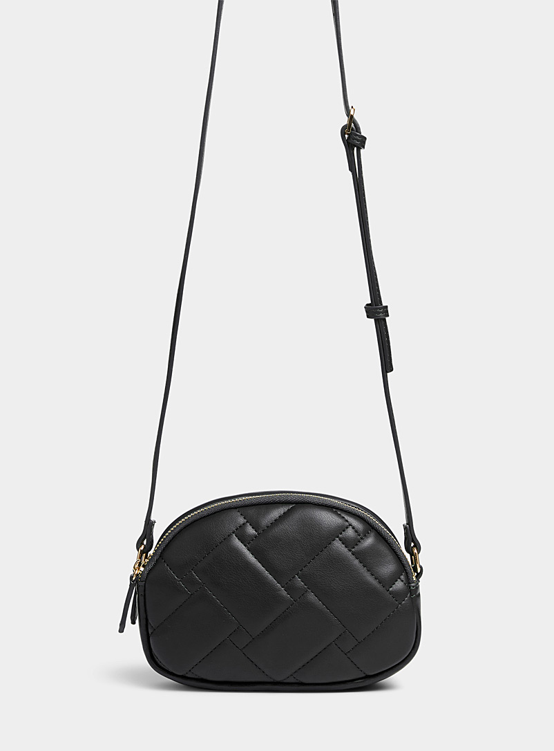 Simons Black Small quilted geometric dome bag for women