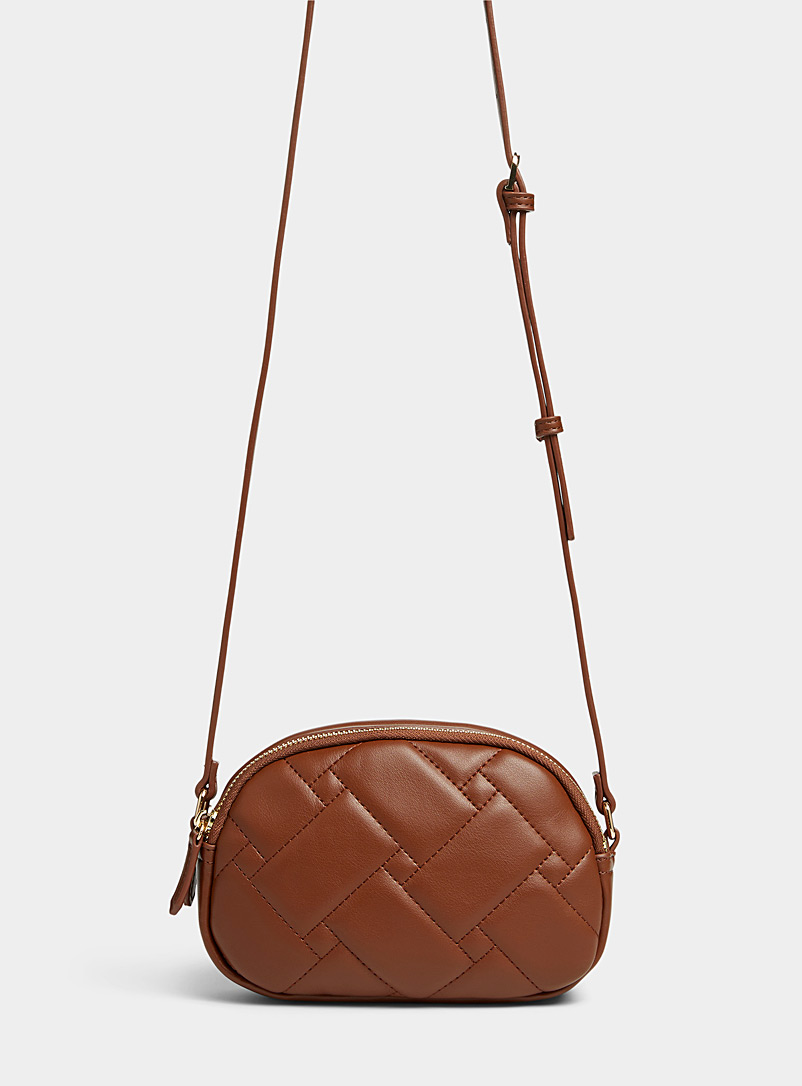 Simons Medium Brown Small quilted geometric dome bag for women