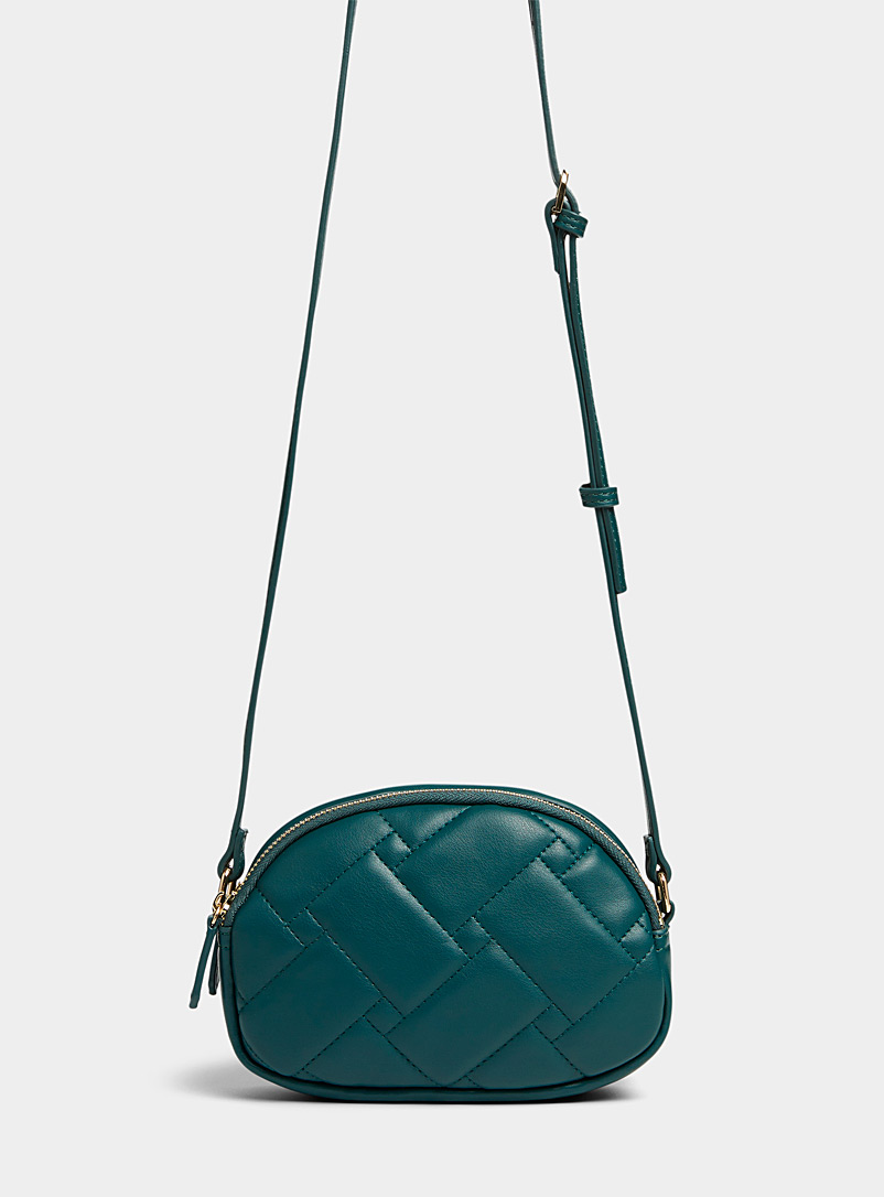 Simons Mossy Green Small quilted geometric dome bag for women