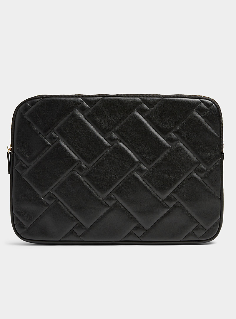 Simons Black Quilted geometry laptop case for women