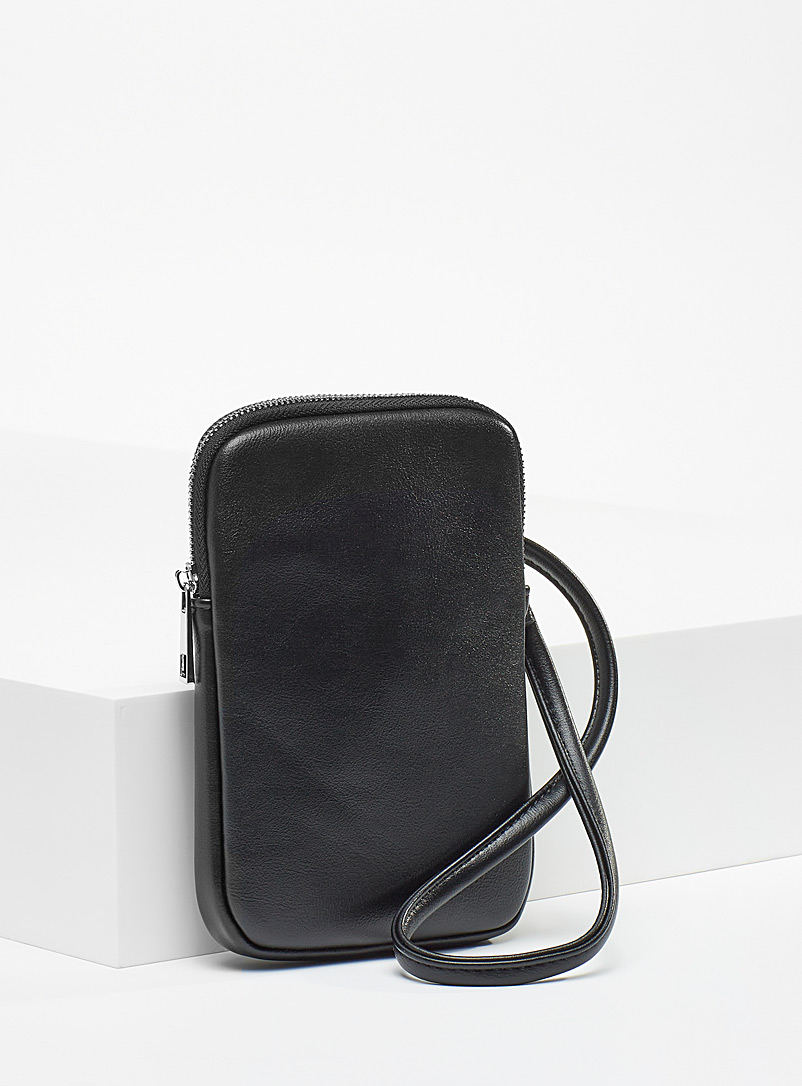 Simons Black Recycled polyester phone pouch for women