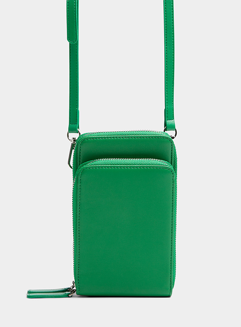 Simons Green Recycled double phone pouch for women