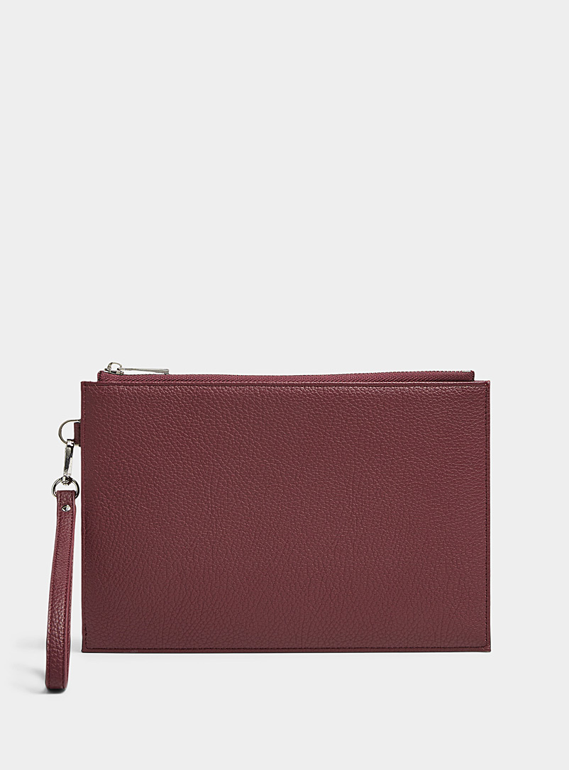 Simons Ruby Red Pebbled minimalist clutch for women