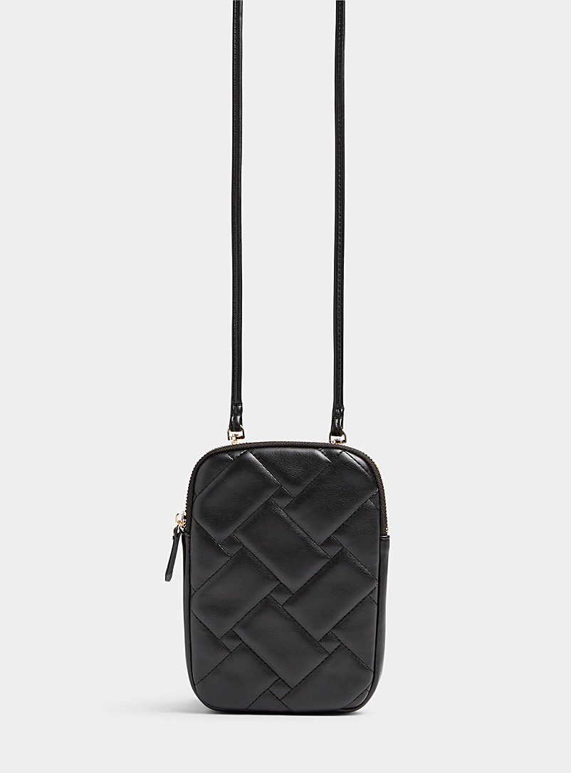 Simons Black Quilted geometric phone clutch for women