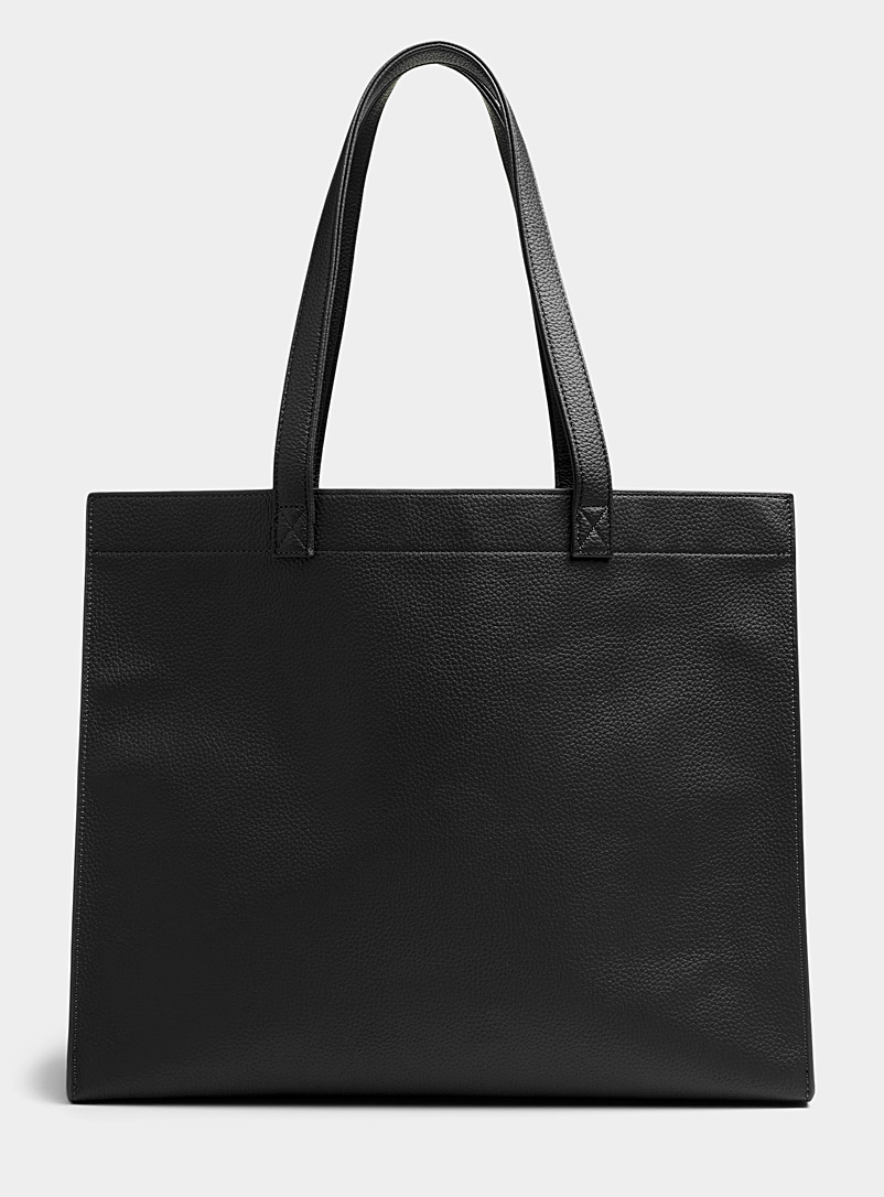Le 31 Black Grained faux-leather tote for men